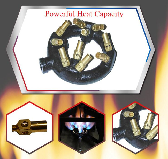 Cooking Stove Propane Gas Jet Burner , Black Coating 10 Jet Natural Gas