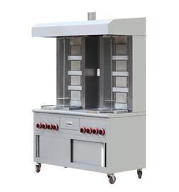 China Movable Gas Shawarma Kebab Machine 2 * 4 Burners 220V With Rolling Wheels supplier